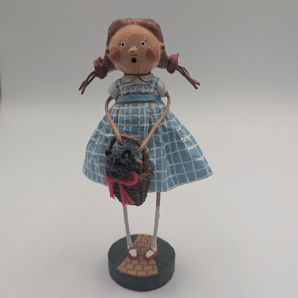Lori Mitchell Wizard of Oz Dorothy Figurine Blue Gingham Toto Basket 7 inch